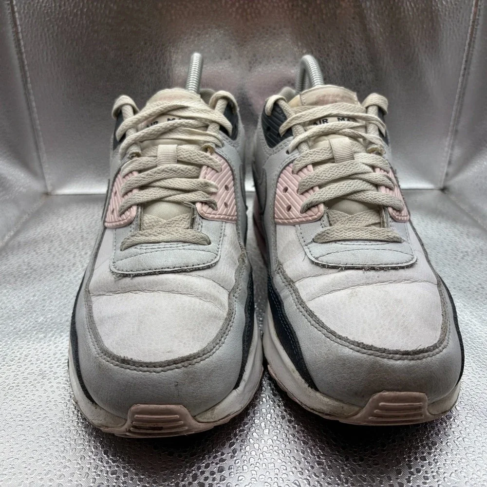 Size 7Y Nike Air Max 90 White Pink Kids Athletic Sneaker Shoes‎ HF6358-104